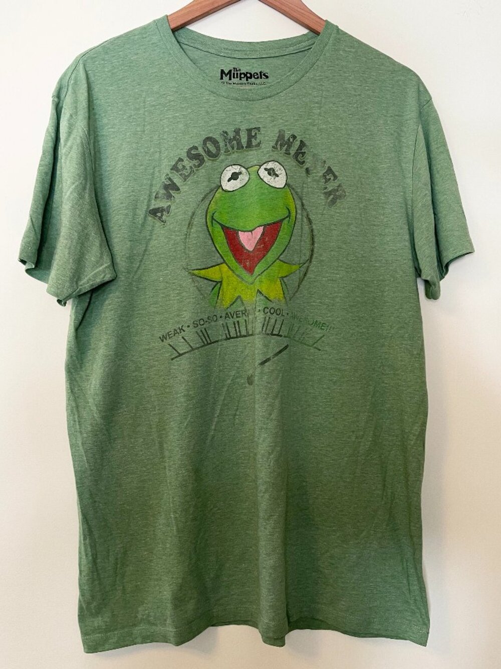 Disney Muppets Kermit the Frog Awesome Meter Green Graphic T Shirt Large